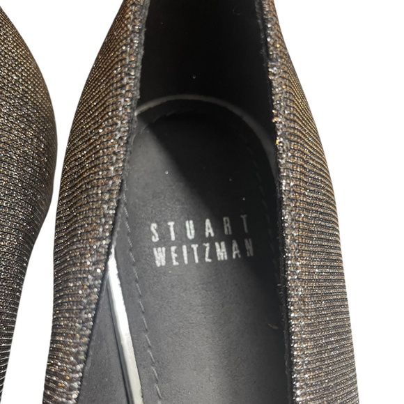 Stuart Weitzman Gold Glitter Metallic Round Toe Pumps Size 9.5M Party WeddingEUC - Picture 11 of 13